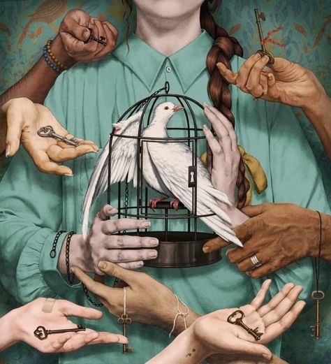 Bird In A Cage, Beautiful Bizarre, Bizarre Art, Photographie Portrait Inspiration, Deep Art, Surrealism Painting, Arts Award, Arte Inspo, Pics Art