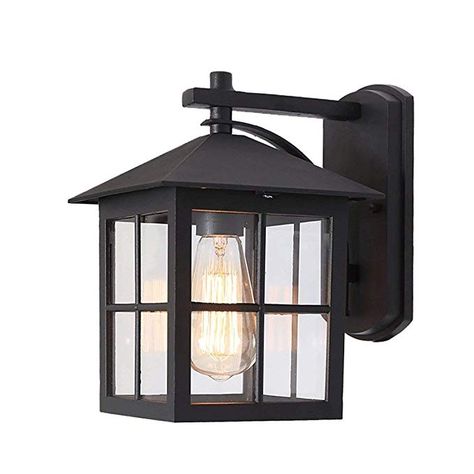 LMDH Classic LED Outdoor Wall Lantern, Black Polypropylene Plastic Porch Lamp with Clear Acrylic Lenses, Waterproof Porch Light Fixtures, Outside Lamp, Exterior House Lights, Antique Lanterns, Modern Outdoor Lighting, Casa Vintage, Modern Wall Sconces, Wall Lantern, Porch Lighting, Outdoor Wall Lamps