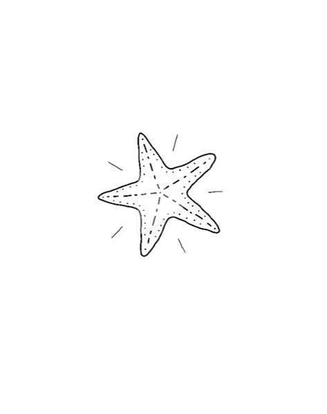 Starfish Line Art, Star Fish Drawing Easy, Starfish Line Tattoo, Starfish Drawing Easy, Cute Starfish Drawing, Star Fish Tattoo Design, Fine Line Starfish Tattoo, How To Draw A Starfish, Simple Starfish Tattoo