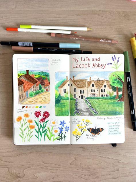 Sketchbook session #1 with Katie Moody on her Patreon! Katie Moody Art, Mixed Media Sketchbook Pages, Aesthetic Travel Journal, Art Inspo Painting, Marker Sketchbook, Tiny Illustrations, Book Art Journal, Marker Illustration, Color Pencil Illustration