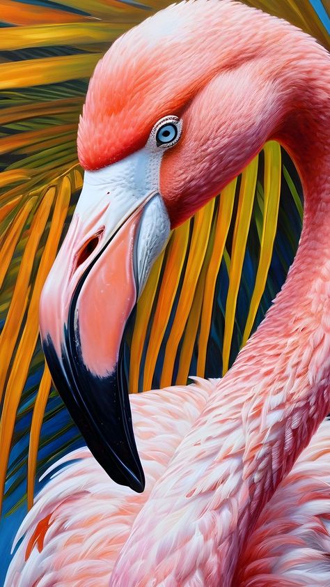 Different Art Mediums, Flamingo Head, Flamingo Artwork, Flamingo Pictures, Vibrant Paintings, Flamingo Photo, Bird Painting Acrylic, Birds Photography Nature, Pink Flamingos Birds