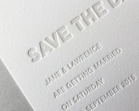 Simple Wedding Stationery, Embossed Invitations, Letterpress Wedding Stationery, Embossed Wedding Invitations, Letterpress Type, Save The Date Designs, Wedding Stationery Design, Letterpress Invitations, Elegant Wedding Invitation