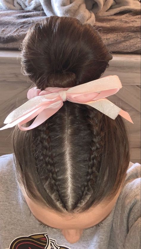 Gymnastics Meet Makeup, Bun Gymnastics Hair, Gymnastic Competition Hair, Gymnast Competition Hair, Gymnastics Hair Styles For Meets, Gymnastics Competition Hair Bun, Cheer Comp Hairstyles, Gymnastic Competition Hairstyles, Gymnastics Comp Hair