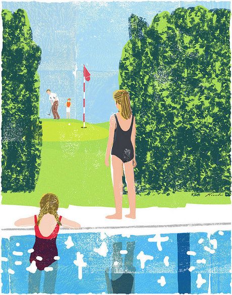 Tatsuro Kiuchi : Golf Illustrations Golf Paintings, Tatsuro Kiuchi, Golf Painting, Pool Art, Golf Art, Posca Art, Indie Art, Graphic Illustrations, Body Of Water