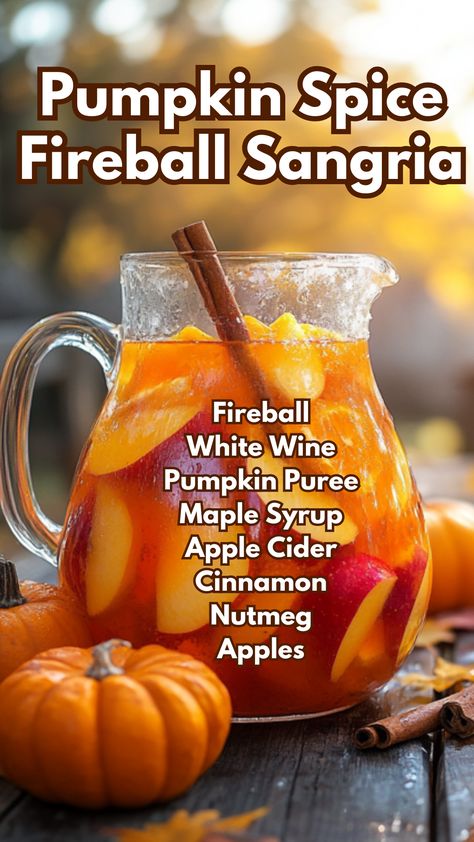 Autumn Alcoholic Drinks, Fireball Sangria, Fireball Drinks, Drink Recipies, Cider Sangria, Apple Cider Sangria, Pool Drinks, Cinnamon Whiskey, Fall Cocktails Recipes