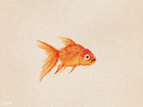 Goldfish Drawing Simple, Simple Goldfish Drawing, Orange Fish Drawing, How To Draw A Goldfish, Goldfish Drawing Easy, Gold Fish Sketch, Fish Drawing Aesthetic, Goldfish Tattoo Simple, Goldfish Sketch