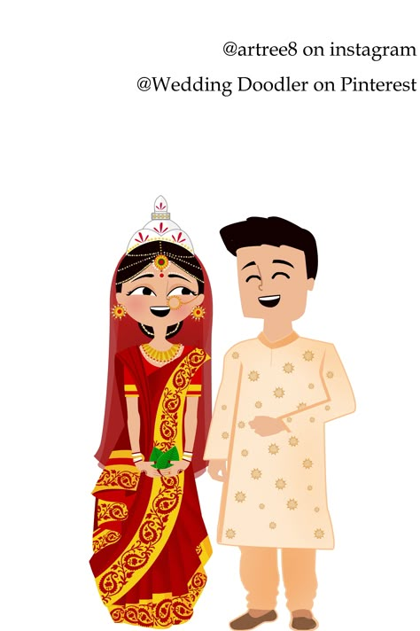 #wedding #weddingillustration #weddingcustomcard #customcard #shaadi #weddingcard #illustration #doodle #bengalibride #bengaliwedding #bengalibrideillustration #northindian #northindianwedding #northindianweddinginvite  #einvite #eweddinginvite Bengali Wedding Couple Cartoon, Bengali Bride Cartoon, Bengali Bride And Groom Cartoon, Bengali Bride Illustration, Bengali Bride Groom Illustration, Bengali Wedding Illustration, Bengali Wedding Couple, Bengali Wedding Card, Kulo Painting