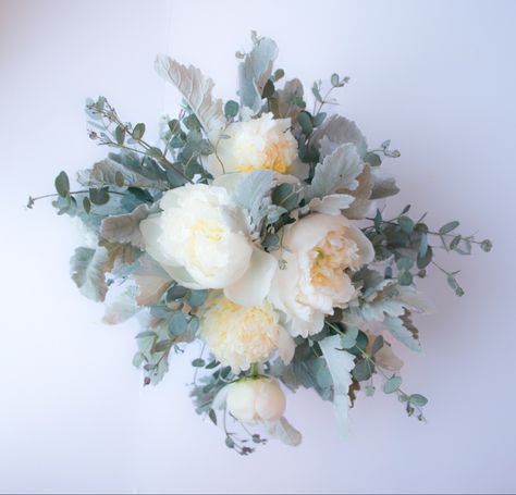 Peonies, Dusty miller and Gunni Euc Dusty Miller Bouquet, Cascade Bridal Bouquet, Holiday Luncheon, Cascading Bridal Bouquets, Flower Truck, Dusty Miller, Guest Gifts, Wedding Inspirations, Picture Poses