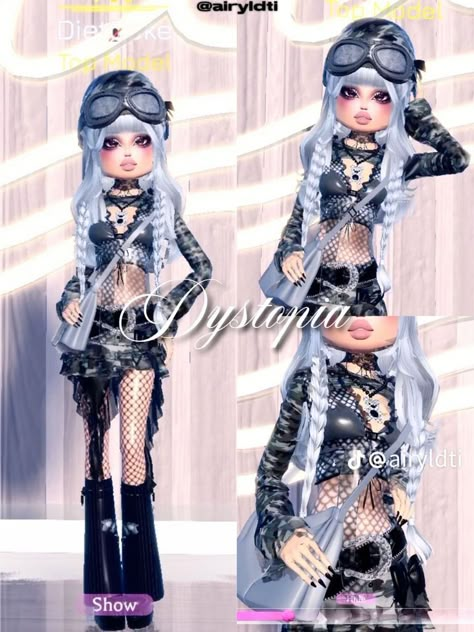 Hipster Outfits Dti, Album Cover Dti Outfit, Dti Emo Outfit Idea, Dress To Impress Dystopia Theme, Dystopia Dress To Impress Outfit, Dress To Impress Dystopia, Cute Dti Outfits, Dystopia Outfit, Dti Outfits Non Vip