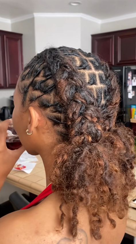 Short Loc Protective Styles, Hairstyles For Dreadlocks For Women, Dread Hairstyles Braids, Locs And Turbans, Short Locs Hairstyles Barrel Twist, Real Locs With Curly Ends, Retwist Locs Style Ponytail, Loc Bun Short Locs, Loc Styles For Party