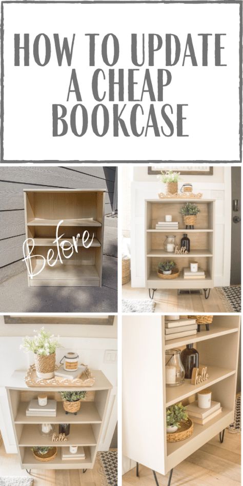 Upcycle Bookcase Makeover, Small Bookcase Makeover, Upcycle Bookcase, Cheap Bookcase, Cheap Bookshelves, Cheap Shelves, Shelf Makeover, Bookshelf Makeover, Bookcase Makeover