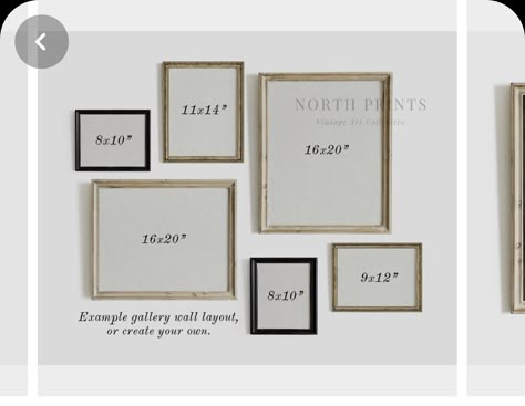 5 Picture Wall Layout, Five Picture Frame Layout, Picture Frame Cluster, 6 Picture Gallery Wall Layout, Horizontal Gallery Wall Layout, Gallery Wall With Measurements, Frame Sizes On Wall, 3 Picture Frames On Wall Layout, 6 Frame Gallery Wall