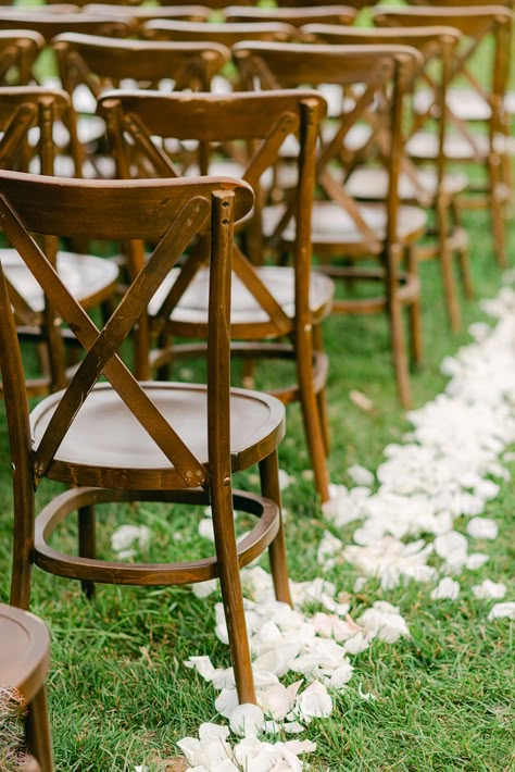 Rose Petals Lining Aisle, Rose Petals Ceremony Aisle, Vineyard Wedding Aisle, Petals Down Aisle, Backyard Farm Wedding, Petals Down The Aisle, Vineyard Decor, Exposed Bulb Lighting, Fairy Medieval