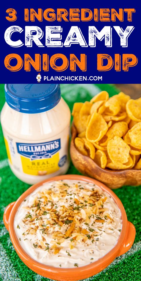 Easy Party Dips 3 Ingredients, Easy Carbonara Recipe, Onion Soup Mix Recipe, Easy Make Ahead Appetizers, Dairy Free Appetizers, Appetizers Easy Dips, Sausage Peppers And Onions, Onion Dip Recipe, Classic Pasta Salad