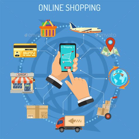 Online Services Logo, Shopping Online Illustration, Online Shopping Pictures, Online Shopping Illustration, Online Shopping Images, Smartphone Store, Cargo Logistics, Logistics Design, Shopping Pictures