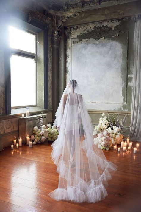 Bridal Editorial at The George Ballroom — Lost In Love Photography Vogue Bride Editorial, Bride Veils, Bride Editorial, Satin Ballgown, Vogue Bride, Pallas Couture, Lost In Love, Bridal Editorial, Bride Veil