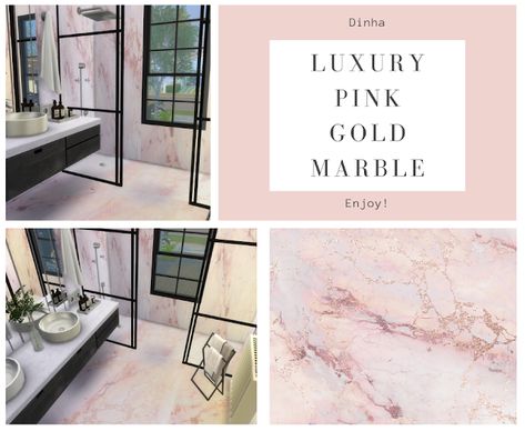 Luxury Pink Gold Marble | Matching Floor - Wall - Paintings | Sims 4 Sims Icon, Sims 4 Pack, Marble Furniture Design, Pink Gold Marble, Pink Marble Wallpaper, Sims 4 Traits, Sims 4 Bedroom, Sims 4 Clutter, Sims 4 Body Mods