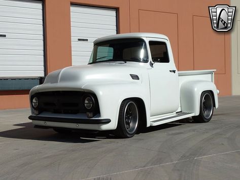 White Satin 1956 Ford F100 6.2l LS3 V8 4 Speed Automatic Gateway Classic Cars of Scottsdale is excited to offer this one-of-a-kind 1956 Ford F100 Custom Pickup for sale on consignment at our Arizona showroom, located in North Phoenix. The 1956 Ford was a one year only body style and easily identifiable thanks to features... 1956 Ford Pickup, 1956 F100, 56 Ford Truck, 1956 Ford Truck, Hot Rod Truck, 1956 Ford F100, Slammed Trucks, Plymouth Cars, Old Ford Trucks