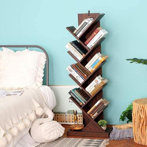 Rack For Books, Scaffold Furniture, Bookshelves For Small Spaces, Bookshelves Ideas, Music Room Office, Reclaimed Wood Bookcase, Shelf Tree, Ideal Living Room, Tree Bookcase