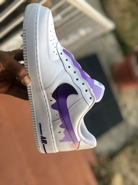 Nike Air Force 1 07 Low Custom Purple Drip Brand New | Etsy Painted Air Force 1, Customized Sneakers, Sneakers Wedding, Sneakers Air Force, Cute Casual Shoes, Shoes Customized, Air Logo, Painted Nikes, Af1 Shoes