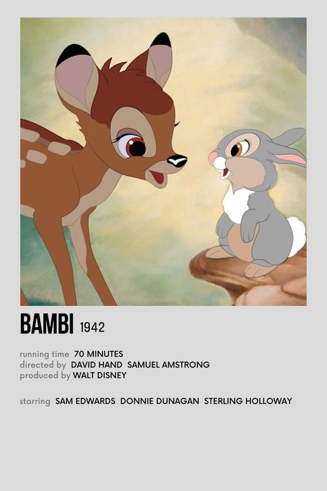 Bambi Poster, Bambi Movie, Beautiful Movies, Minimalist Polaroid Poster, Winter Movies, Disney Movie Posters, Scrapbook Disney, Movies To Watch Teenagers, Polaroid Posters