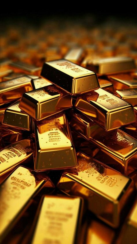 A backdrop of 3D gold bars represents international wealth and finance Vertical Mobile Wallpaper AI Generated Gold Trader, Abundance Money, Gold Bullion Bars, Secondary Source, Gold Bars, Gold Money, Money Wealth, Gold Aesthetic, Gold Bullion