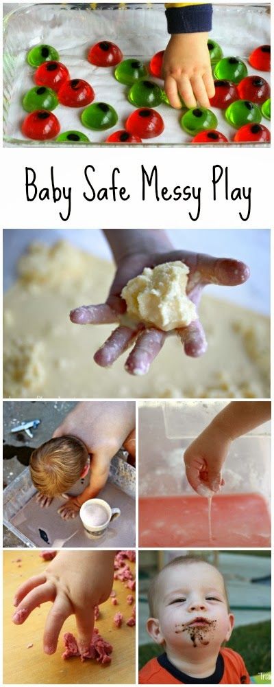 5 simple ideas for messy sensory play that are baby and toddler safe along with 30+ ways to play with them! Messy Play For Babies, Messy Sensory Play, Baby Activities, Toddler Snacks, Messy Play, Toddler Play, Toddler Fun, Cool Baby, Baby Sensory