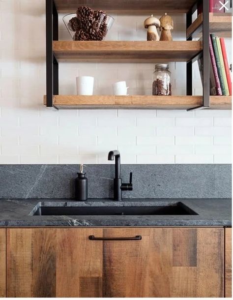 Soapstone countertops: Backsplash or no? Soapstone Countertops Kitchen, Soapstone Kitchen, Soapstone Counters, Contemporary Style Kitchen, Kitchen Remodel Countertops, Outdoor Kitchen Countertops, Soapstone Countertops, Kitchen Countertop Materials, Remodeling Kitchen