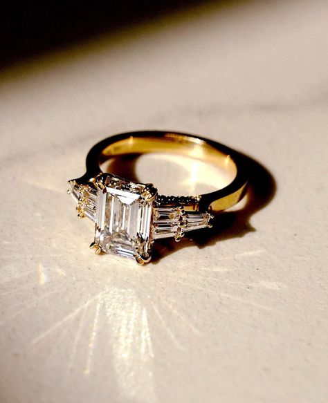 All Posts • Instagram Diamond Ring Emerald Cut, Ring Marriage, Diamond Ring Emerald, Engagement Ring Three Stone, Her Wedding Ring, Emerald Cut Moissanite Engagement Ring, Women Wedding Ring, Gold Ring Engagement, Ring Cuts