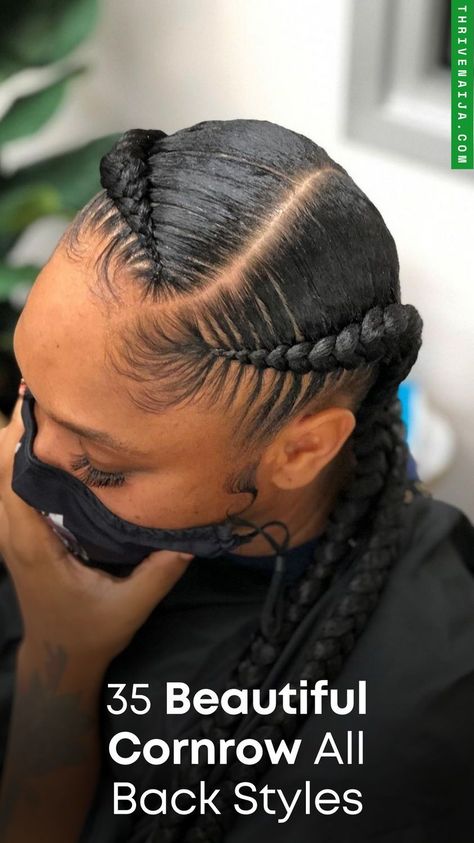 Cornrow styles can be simple, natural, classic, modern, sexy, big, small, and just about everything in between. Corn Roll Styles, Swirl Cornrows, 4 Cornrows Braids, Four Braids Cornrow, Cornrow Braids Hairstyles, Big Cornrows Hairstyles, Feeding Braids, Two Cornrows, Big Cornrows