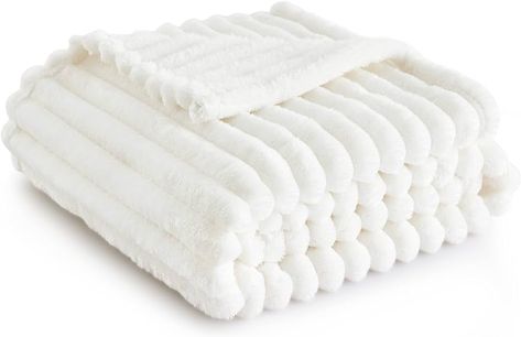 Bedsure Super Soft Throw Blanket, Room Decor Fleece Blankets, Fuzzy Fluffy Plush Flannel Home Decor Blanket for Couch, Bed, Sofa, Decorative Throw Blankets Gifts, 50x60 Inches, Stripe Textured : Amazon.ca: Home Small Blanket, White Throw Blanket, Fuzzy Blanket, White Throw, White Throws, Blanket For Couch, Small Blankets, White Fleece, White Blanket