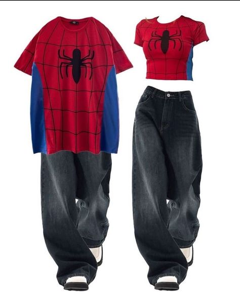 Spiderman Outfit Ideas, Spider Man Clothes, Spiderman Clothes, Spiderman Outfit, Most Creative Halloween Costumes, Halloween Costumes 2022, Matching Fits, Matching Outfits Best Friend, Couple Fits