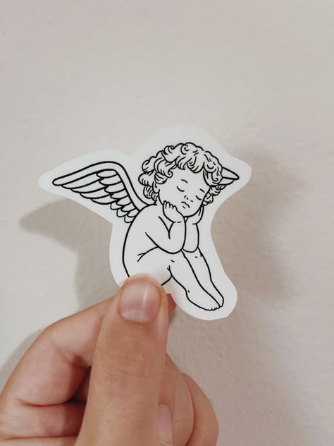 Tattoo Western, Maching Tattoos, Cupid Tattoo, Cute Simple Tattoos, Cherub Tattoo, Red Ink Tattoos, Cute Tiny Tattoos, Line Art Tattoos, Discreet Tattoos