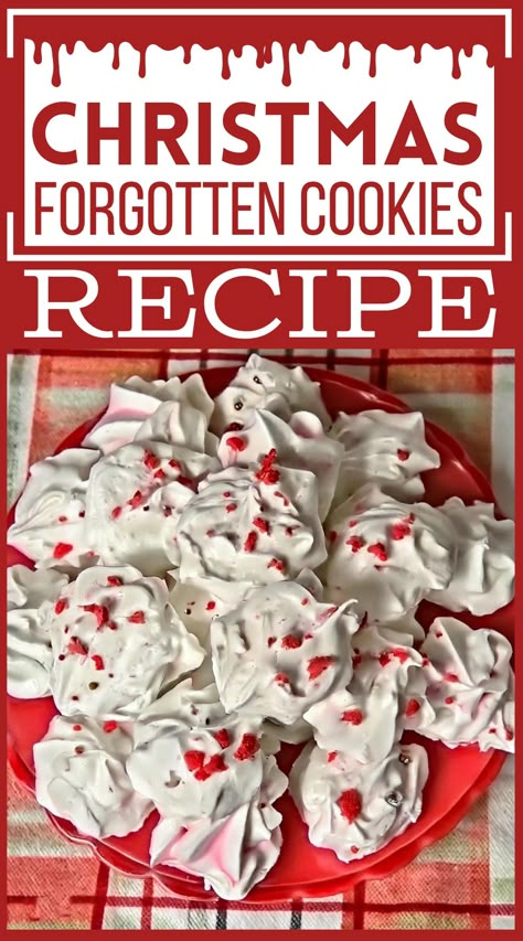 Forgotten Christmas Cookies Traditional Handmade Delight Christmas Forgotten Cookies, Pressed Cookies Christmas, Dirty Snow Cookies, Nighty Night Cookies, Forgotten Christmas Cookies, Forgotten Cookies Christmas, Christmas Cookies And Desserts, Divinity Cookies Recipe, Scottish Cookies Christmas