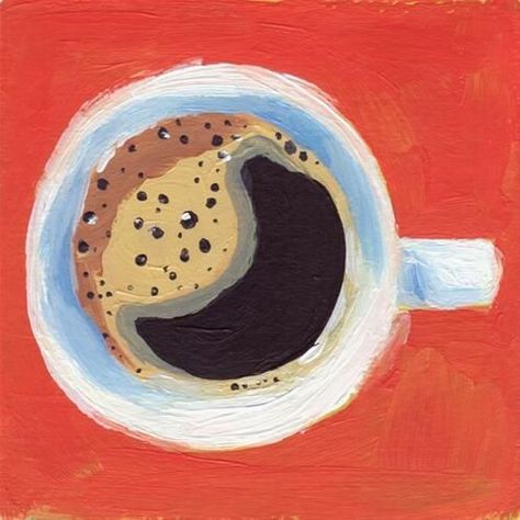 Acrylic Painting, Coffee, Orange, Red, White, Black, Art