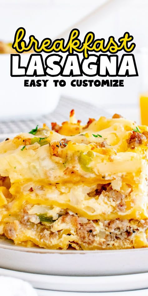 Amazing recipe for breakfast lasagna (yes, really!) Breakfast Lasagna Recipe, Breakfast Staples, Layered Lasagna, Breakfast Lasagna, Cheese Vegetables, Lasagna Casserole, Breakfast Crockpot Recipes, Overnight Breakfast Casserole, Hashbrown Breakfast Casserole