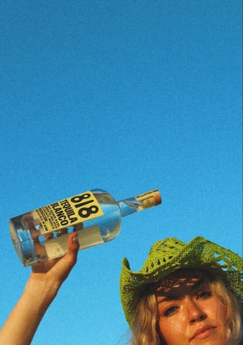 818 tequila bottle & cowgirl hat 818 Bachelorette, Coastal Cowgirl Picnic, 818 Tequila Aesthetic Party, Green Cowgirl Aesthetic, Cowgirl Beach Aesthetic, Beach Cowgirl Bachelorette, Tequila Sunrise Aesthetic, Tequila Photoshoot, 818 Aesthetic