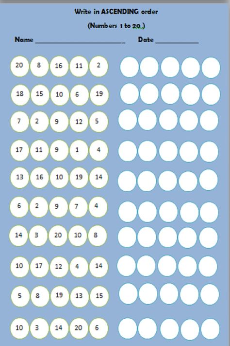 Ascending Order Worksheet 1 To 20, Asending Desending Worksheet, Ascending Order Worksheet Grade 1, Ascending Order Worksheet Kindergarten, Ascending Order Worksheet, Math Fractions Worksheets, Ascending Order, Math Addition Worksheets, Everyday Math