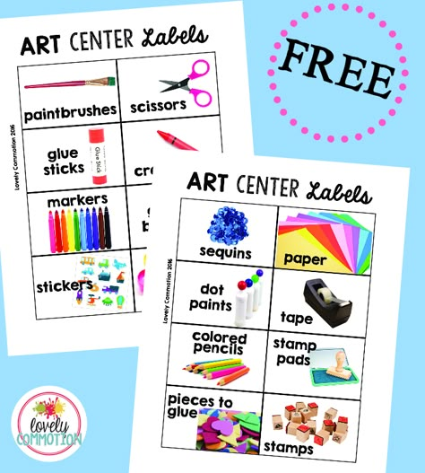 Free preschool art center labels. Preschool Center Labels, Preschool Art Center, Art Center Preschool, Preschool Classroom Organization, Prek Centers, Process Art Ideas, Preschool Labels, Preschool Organization, Classroom Organization Ideas