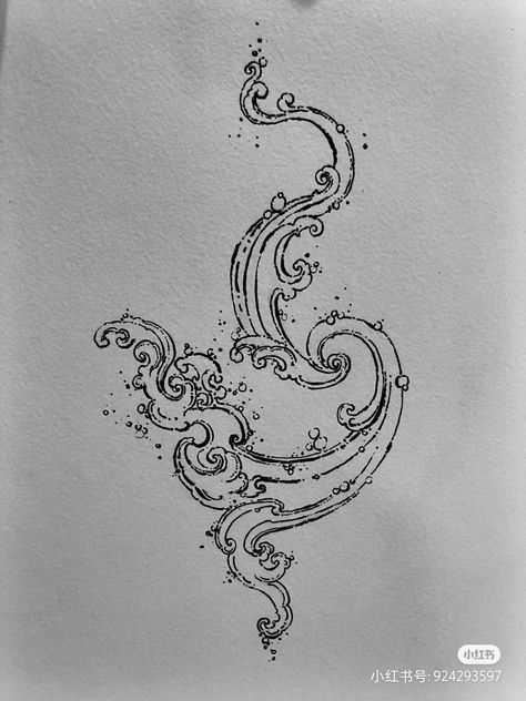 Swirly Tattoo, Waterfall Tattoo, Small Chest Tattoos, Phrase Tattoos, Small Tats, Elements Tattoo, Water Tattoo, New Tattoo Designs, Wrist Tattoos For Guys