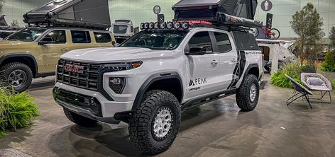 Peak Suspension Show Off Custom 2023 GMC Canyon AT4X At L.A. Auto Show Gmc Canyon Overland, Lifted Gmc Canyon, Gmc Canyon Custom, Gmc Canyon Lifted, Gmc Canyon At4, 2023 Gmc Canyon, Canyon Truck, Pickup Accessories, Custom Pickup Trucks