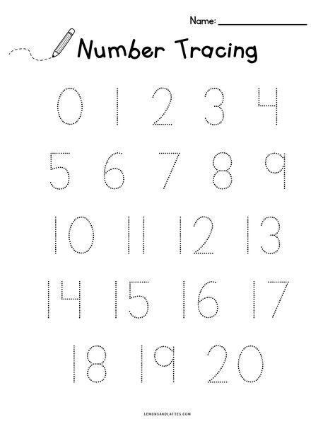 Practice number recognition and writing with this number tracing worksheet for preschoolers! Trace numbers 0-20 to build fine motor skills and confidence. Use this worksheet for homeschooling or extra practice at home. Tracing Skills Preschool, Preschool Handwriting Worksheets, Pre K Writing Worksheets, Pre Handwriting Worksheets, Learning To Write Preschool, Tracing Letters Preschool Free Printable, Free Preschool Worksheets Free Printables, Toddler Worksheets Printable Free, Alphabet Tracing Worksheets Preschool