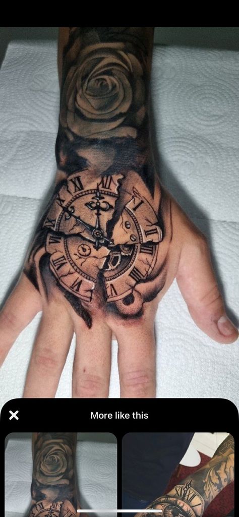 Man Hand Tattoo Design, Clock Hand Tattoos For Guys, Tattoo Hands Men, Tattoo For Hand Men, Men’s Hand Tattoo Ideas, Tattoos Na Mao, Tattoo On Hand For Men, Hand Tats For Guys, Men Hand Tattoos Ideas