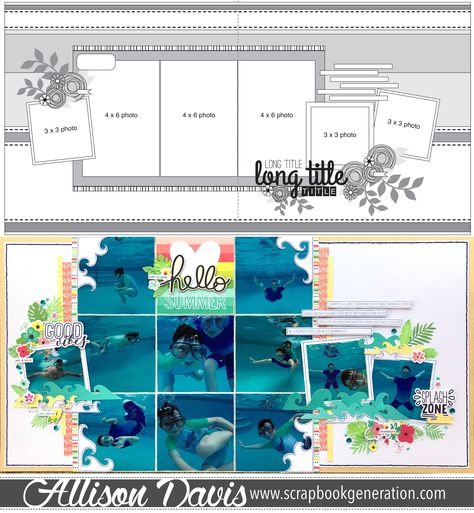 2 Page Layouts Scrapbooking, Two Page Scrapbook Layouts, 2 Page Scrapbooking Layouts, Scrapbook Layouts Multiple Pictures, Alison Davis Scrapbook Sketches, 6x6 Scrapbook Layout Sketches, Two Page Scrapbook Layouts Sketches, Multi Photo Scrapbook Layouts, Scrapbook Sketches 12x12 2 Page 6 Photos