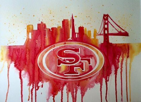 49ers Painting, Football Coloring, Football Paintings, Sf Niners, 49ers Pictures, Football Coloring Pages, Nfl Art, Forty Niners, San Francisco 49ers Football