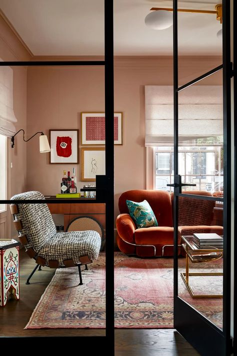 Georgetown Modern Classicism by Zoe Feldman Design | 1stDibs Red Velvet Sofa, Kitchen Outlets, Steel Frame Doors, Modern Boho Home Decor, Modern Boho Home, California Modern, Interiors Inspiration, Bedroom Master, Boho Eclectic