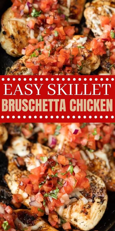 Skillet bruschetta chicken - Bruschetta chicken recipe Bruschetta Chicken Skillet, Bruchetta Chicken Recipes, Bruschetta Chicken Bake, Grilled Chicken Dishes, Chicken Bruschetta Bake, Fresh Bruschetta, Crockpot Foods, Chicken Bruschetta, Chicken Bruschetta Recipe