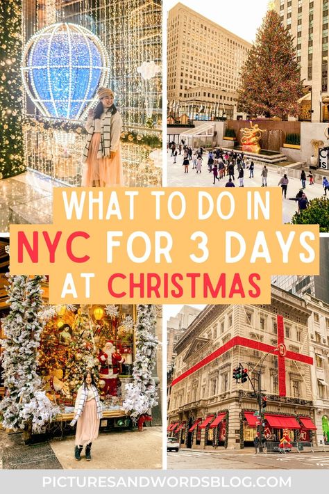 If you're planning to spend Christmas in New York City and wondering what to do, you need to read this! This is the perfect NYC Christmas itinerary for 3 days, with the best New York Christmas decorations and holiday spots, top NYC attractions, and more! Find out the best things to do in New York City at Christmas, where to eat, where to stay, and more. You'll find out exactly how to plan the best Christmas in NYC vacation. Things To Do New York Christmas, Nyc Christmas Activities, Must Do In Nyc At Christmas, New York Christmas Vacation, What To Do In Nyc At Christmas, Nyc Christmas Things To Do, New York Trip In December, Things To Do In New York For Christmas, Best Things To Do In Nyc At Christmas