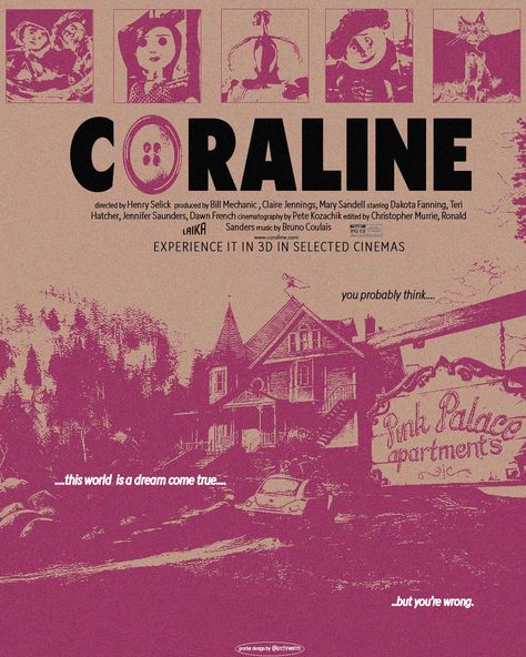 Coraline Movie Poster Aesthetic, Wall Prints Movies, Poster Prints Colorful, How To Print Posters For Free, Coraline Poster Vintage, Poster Prints Movies, Vintage Posters Movie, Do The Right Thing Poster, About Time Poster