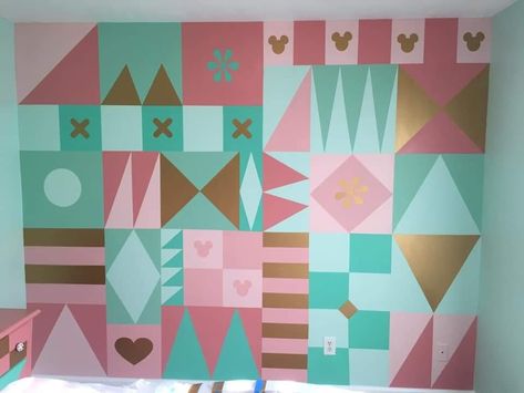 Its A Small World Bedroom, It's A Small World Nursery, Adult Disney Bedroom, Disney Inspired Rooms, Disney Wallpaper Backgrounds, Small World Nursery, Disney Apartment, Disney Princess Bedroom, Disney Themed Rooms